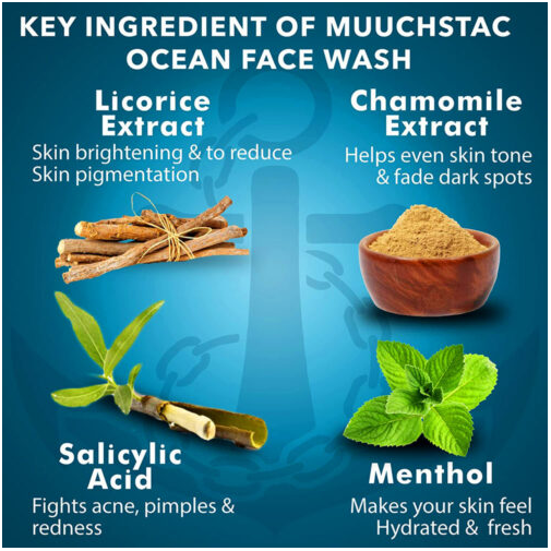Muuchstac Ocean Face Wash | Fight Acne & Pimples, Brighten Skin, Clears